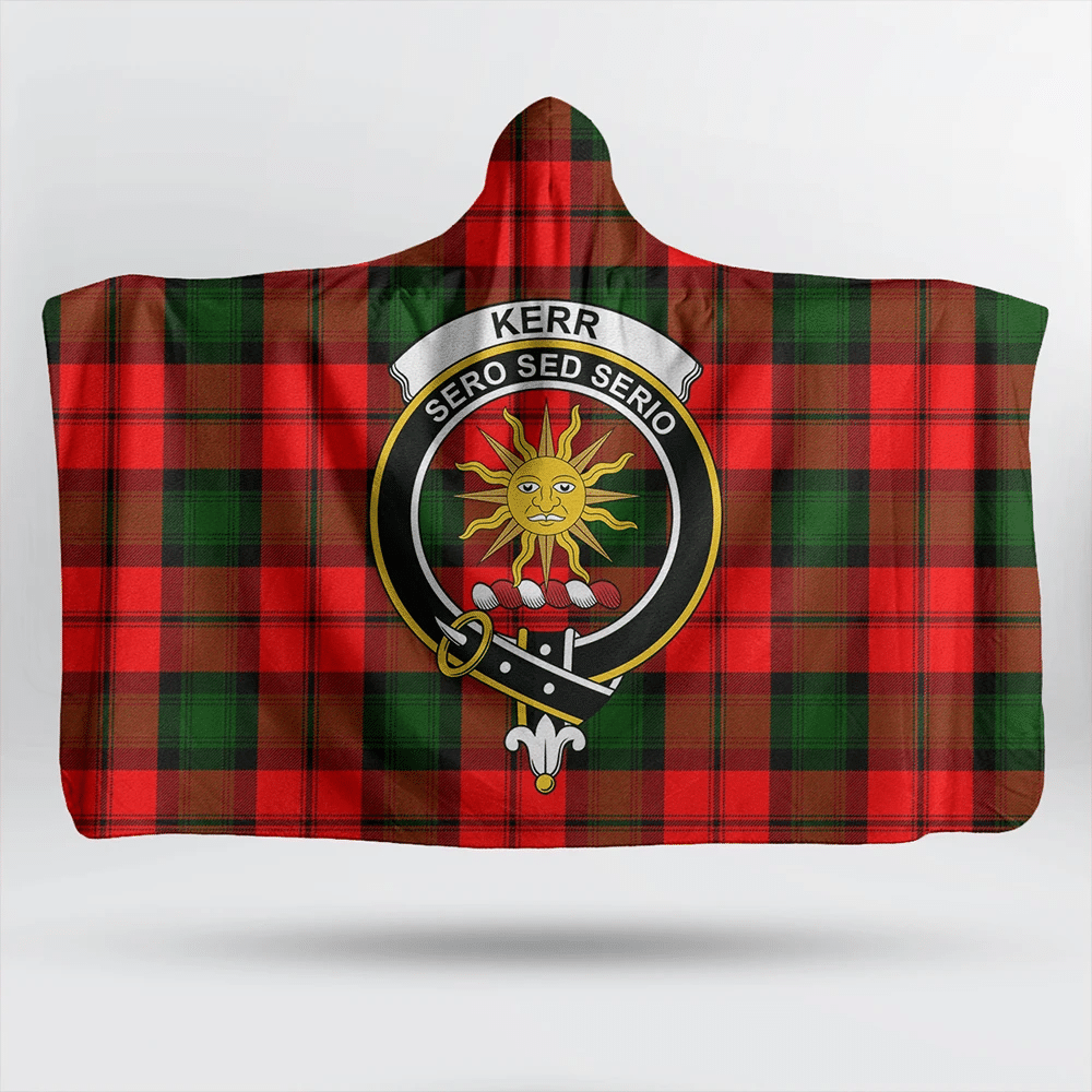 Kerr Modern Tartan Crest Hooded Blanket