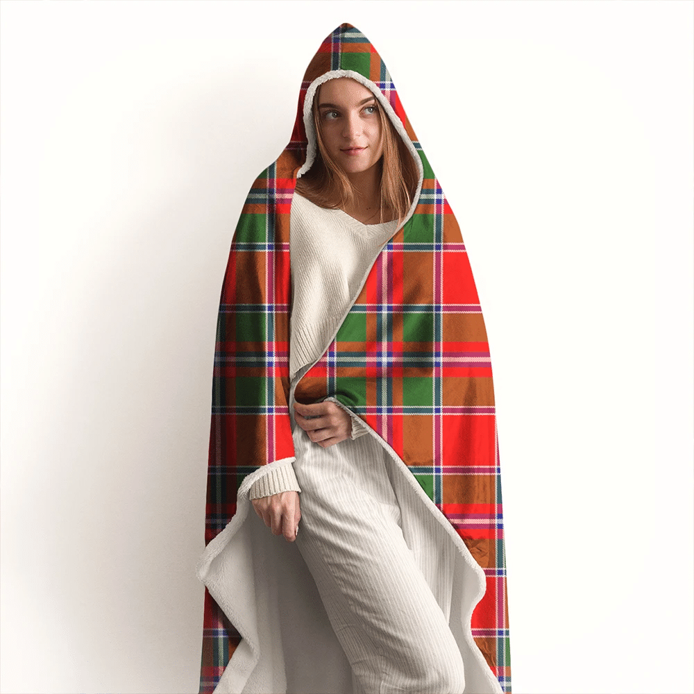 Menzies Black & White Ancient Tartan Crest Hooded Blanket