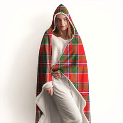 Menzies Black & White Ancient Tartan Crest Hooded Blanket