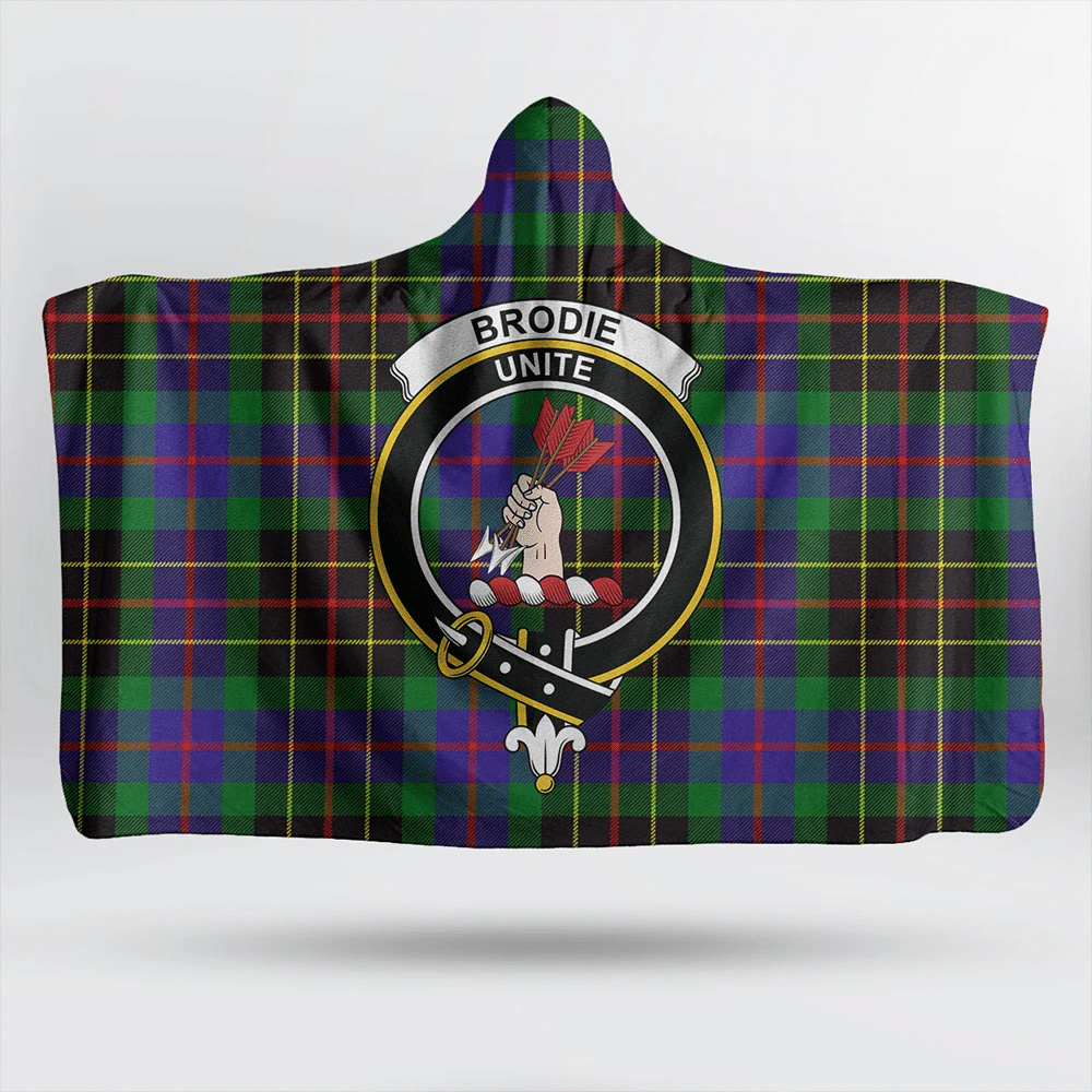 Brodie Hunting Modern Tartan Crest Hooded Blanket