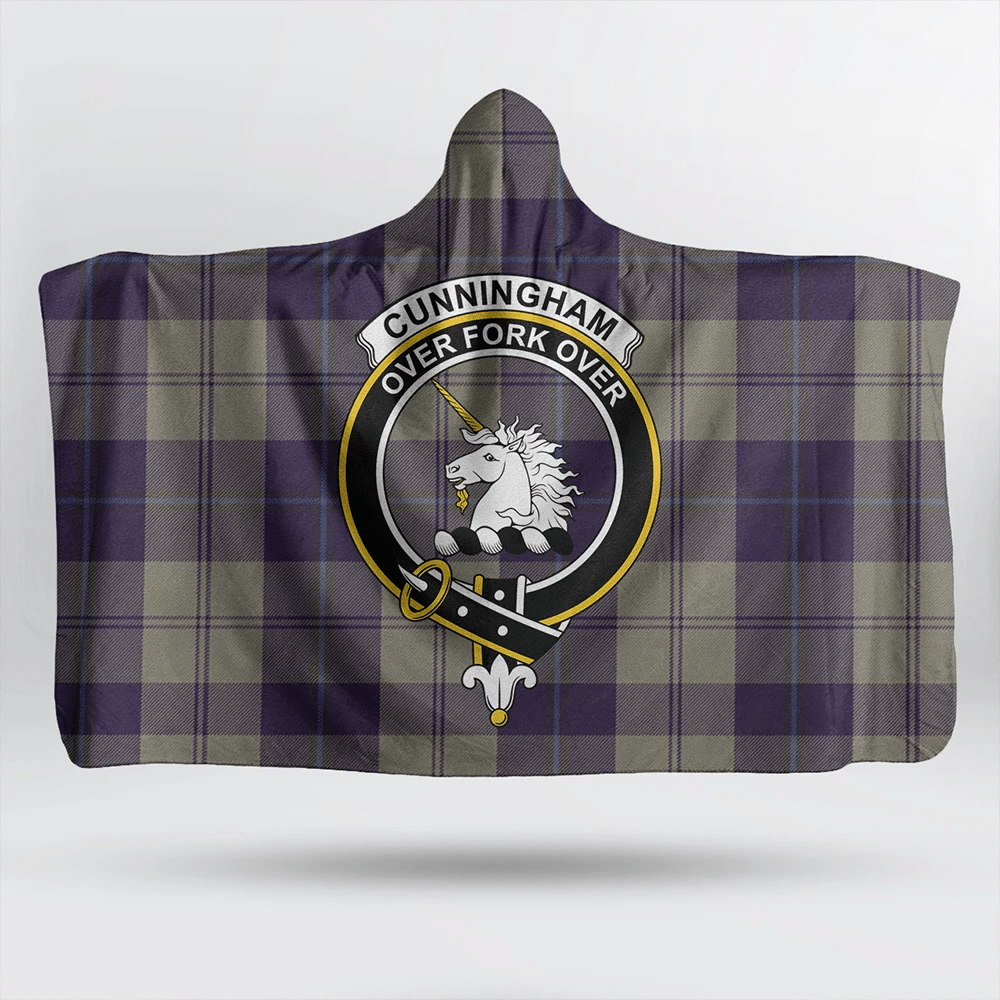 Cunningham Dress Blue Dancers Tartan Crest Hooded Blanket