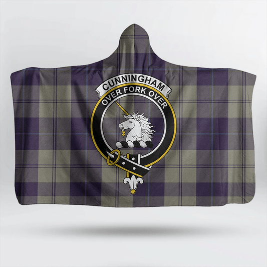 Cunningham Dress Blue Dancers Tartan Crest Hooded Blanket