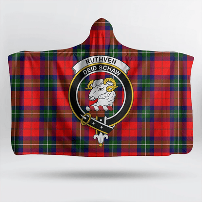 MacRae Hunting Weathered Tartan Crest Hooded Blanket