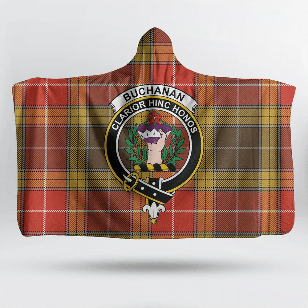 Buchanan Old Set Weathered Tartan Crest Hooded Blanket