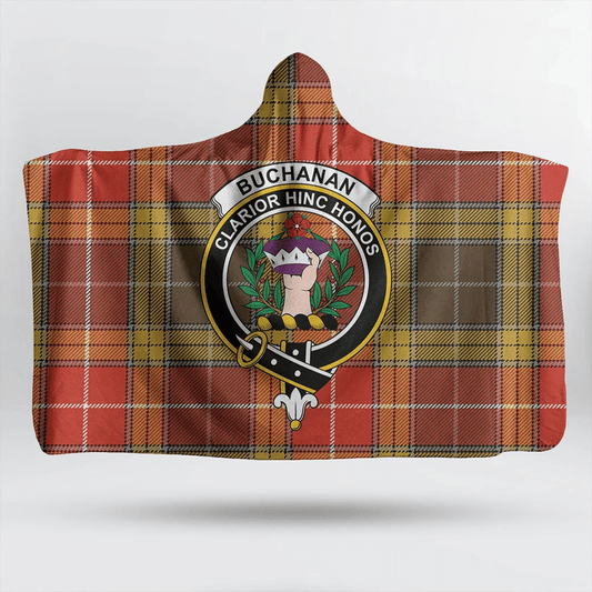 Buchanan Old Set Weathered Tartan Crest Hooded Blanket