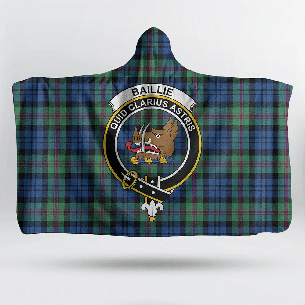 Baillie Ancient Tartan Crest Hooded Blanket