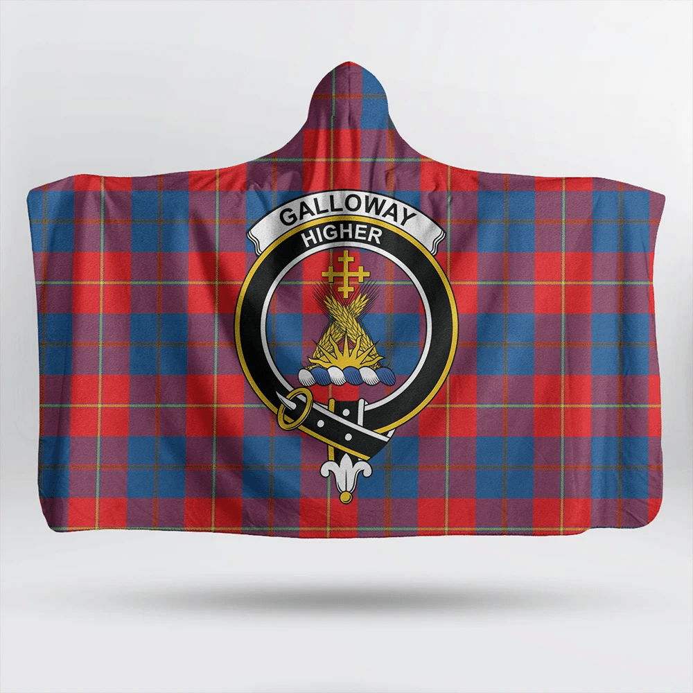 Galloway Red Tartan Crest Hooded Blanket