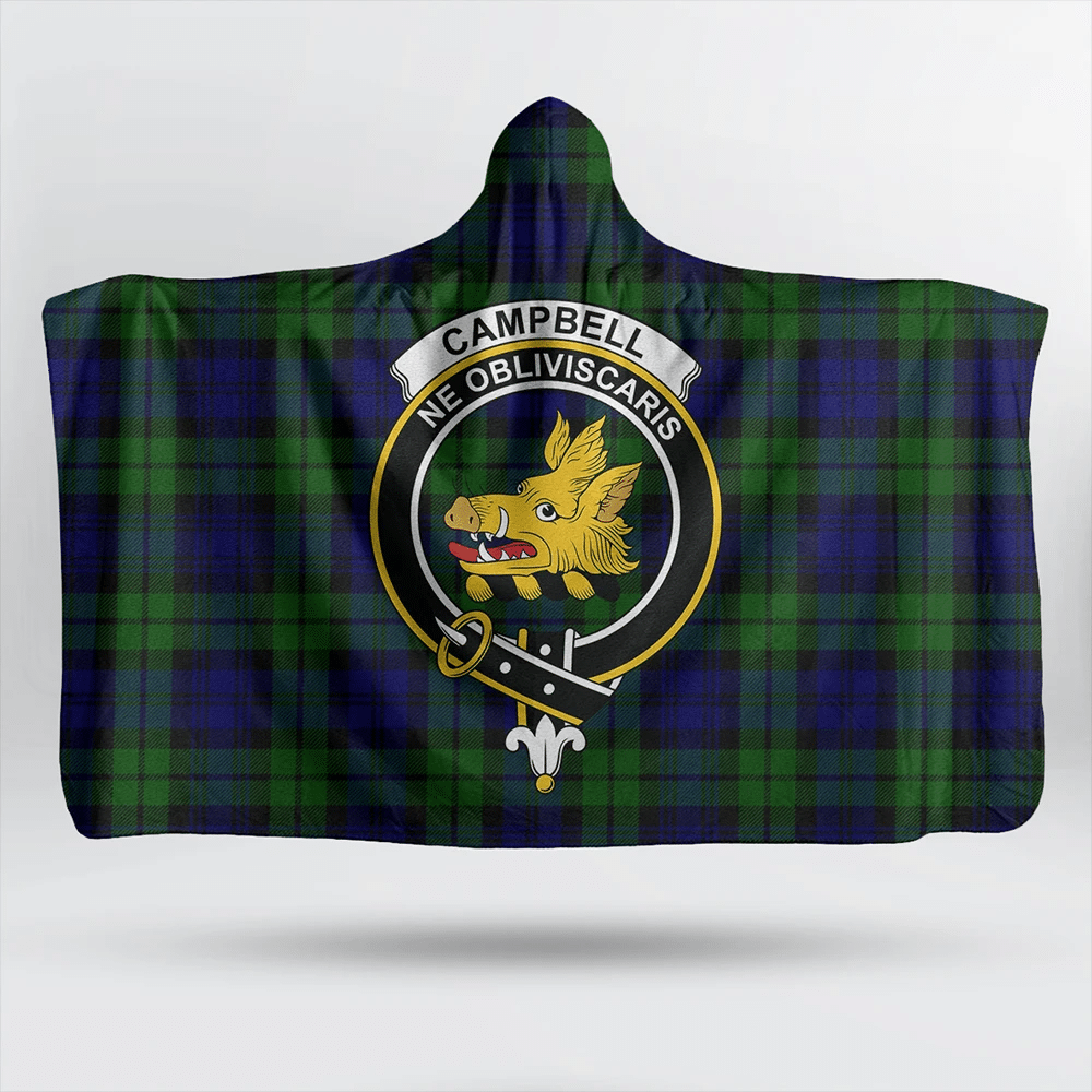 Campbell Modern Tartan Crest Hooded Blanket