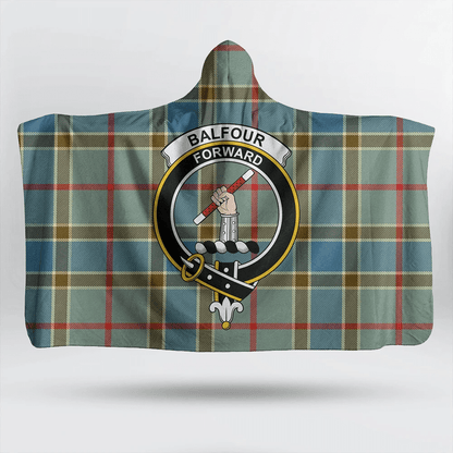 Balfour Blue Tartan Crest Hooded Blanket