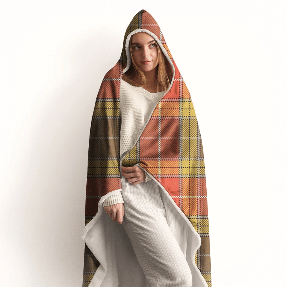 Buchanan Old Set Weathered Tartan Crest Hooded Blanket