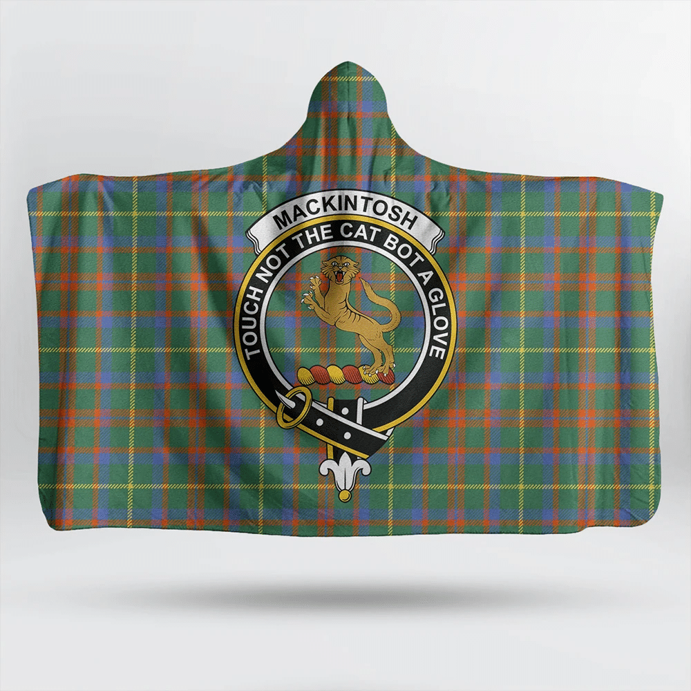 Stewart Black Tartan Crest Hooded Blanket