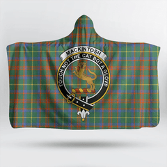Stewart Black Tartan Crest Hooded Blanket
