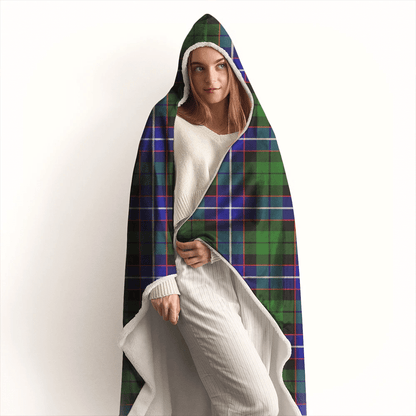 MacRae Hunting Modern Tartan Crest Hooded Blanket