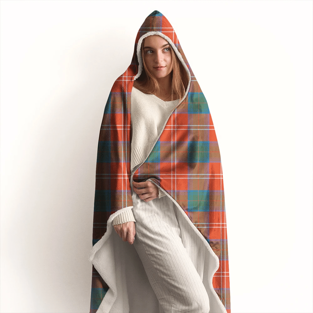 Chisholm Ancient Tartan Crest Hooded Blanket