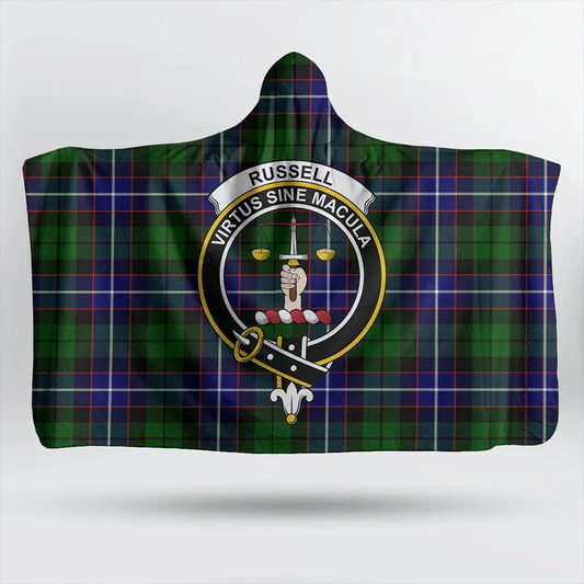 MacRae Hunting Modern Tartan Crest Hooded Blanket