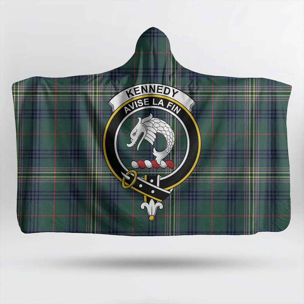 Kennedy Modern Tartan Crest Hooded Blanket