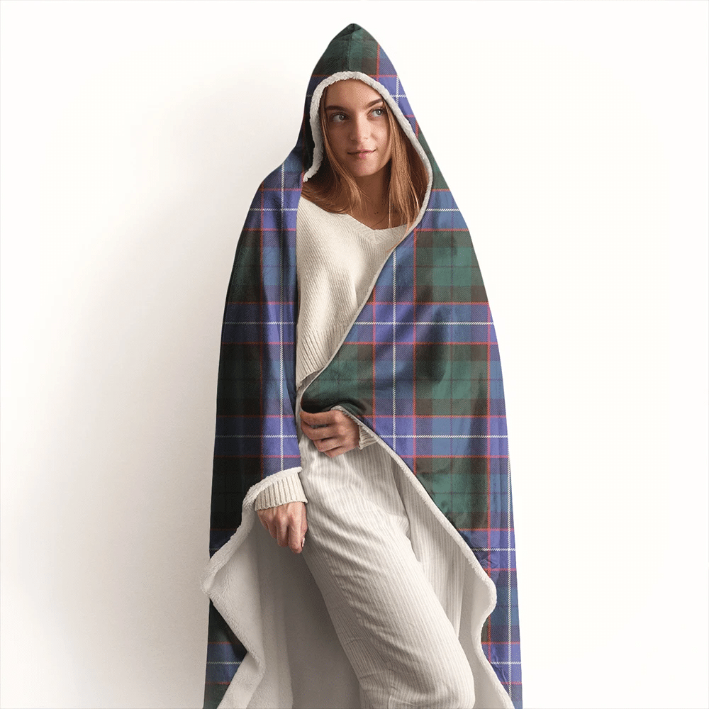 Guthrie Modern Tartan Crest Hooded Blanket