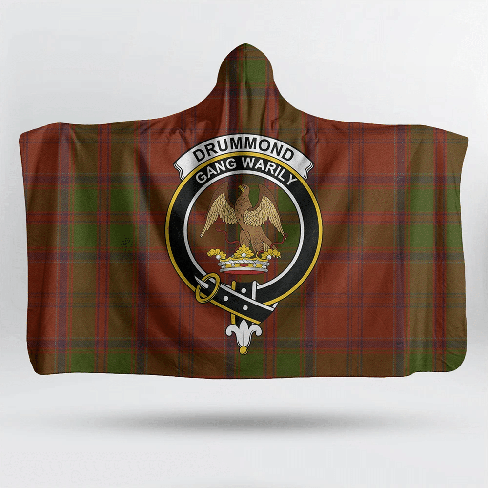 Drummond Clan Tartan Crest Hooded Blanket