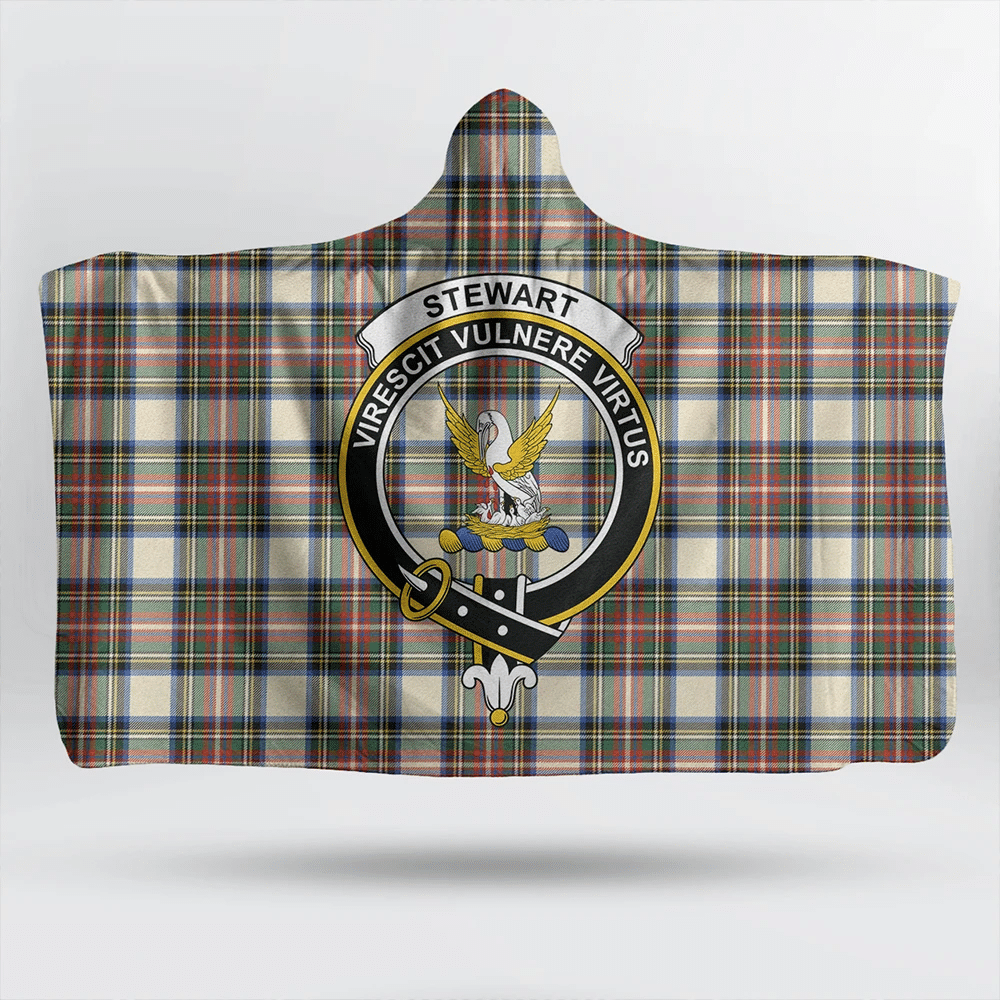 Menzies Green Modern Tartan Crest Hooded Blanket