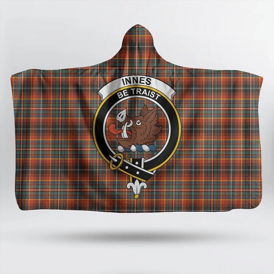 Innes Ancient Tartan Crest Hooded Blanket