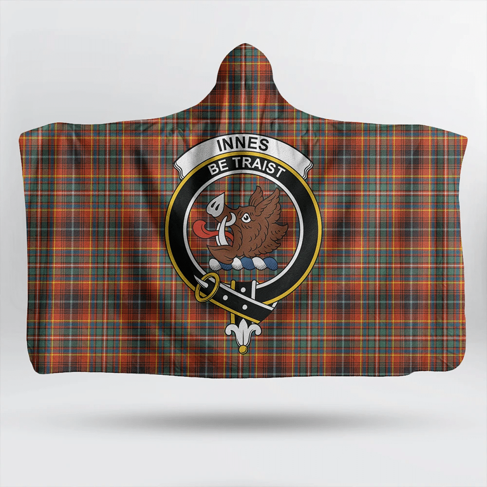 Innes Ancient Tartan Crest Hooded Blanket