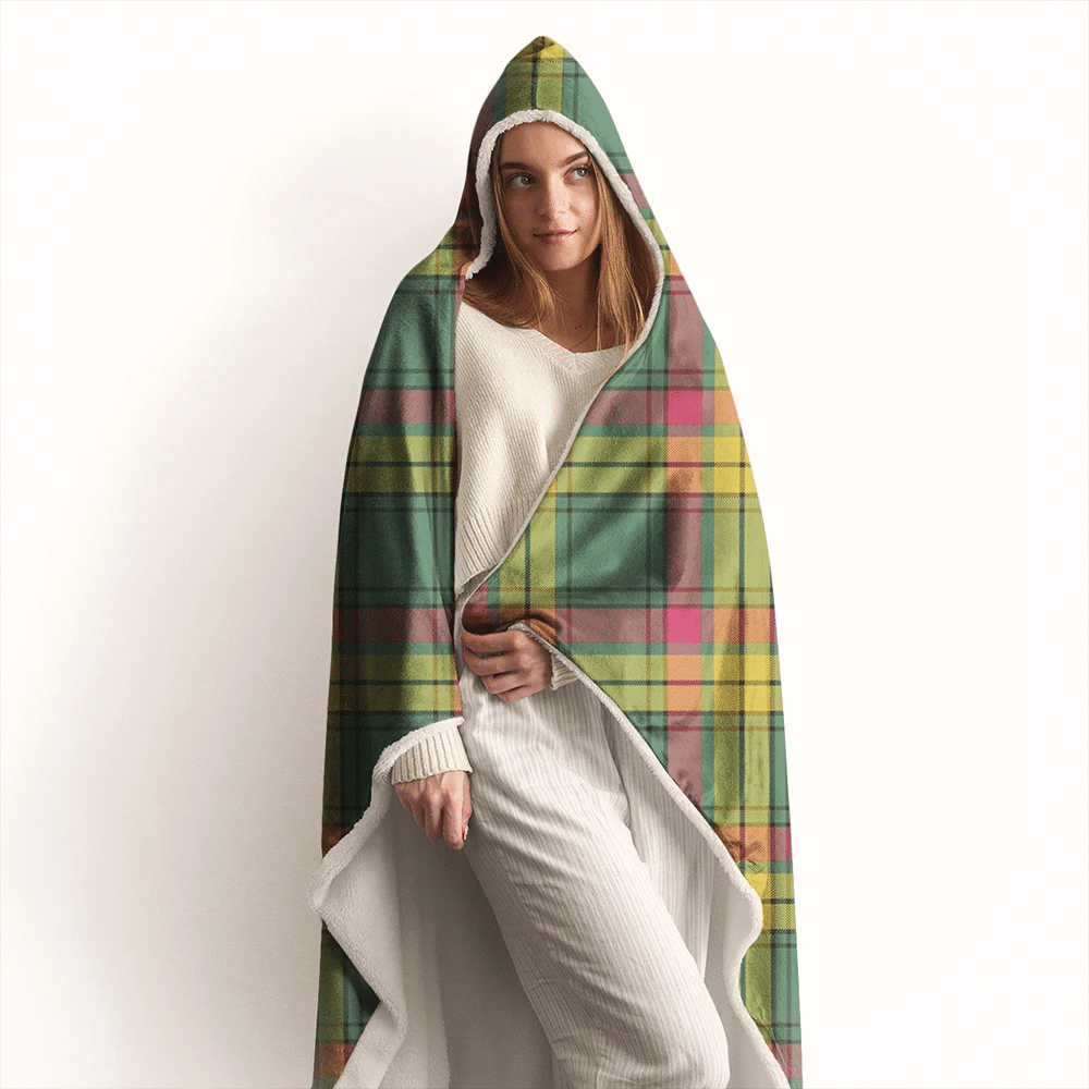 Wallace Hunting - Red Tartan Crest Hooded Blanket