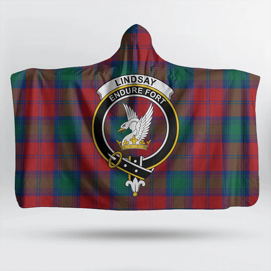 Lindsay Modern Tartan Crest Hooded Blanket