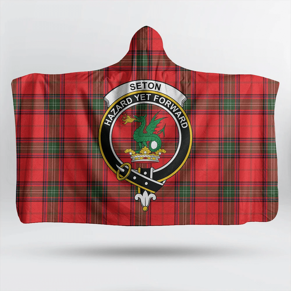 MacThomas Modern Tartan Crest Hooded Blanket