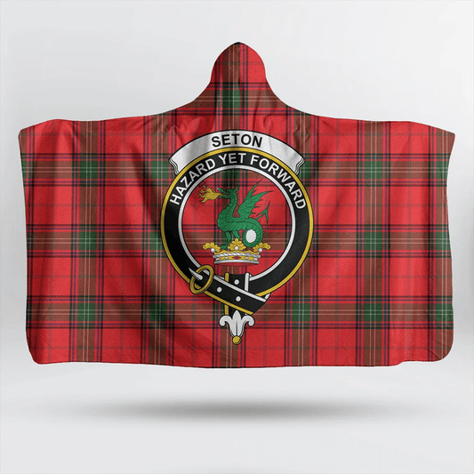 MacThomas Modern Tartan Crest Hooded Blanket