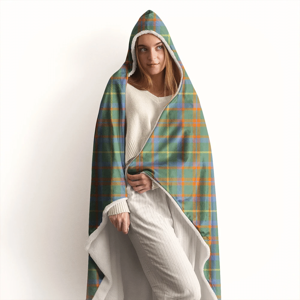 Stewart Black Tartan Crest Hooded Blanket