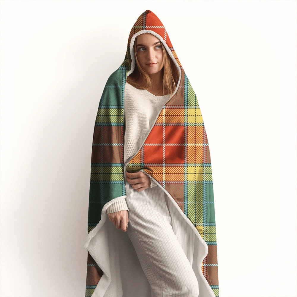 Buchanan Old Sett Tartan Crest Hooded Blanket