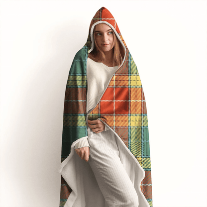 Buchanan Old Sett Tartan Crest Hooded Blanket