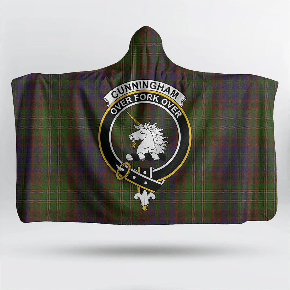 Cunningham Hunting Modern Tartan Crest Hooded Blanket