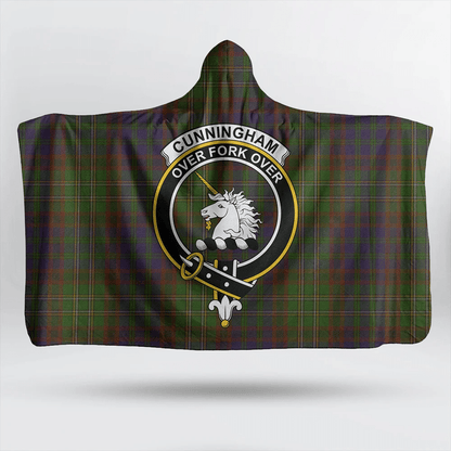 Cunningham Hunting Modern Tartan Crest Hooded Blanket