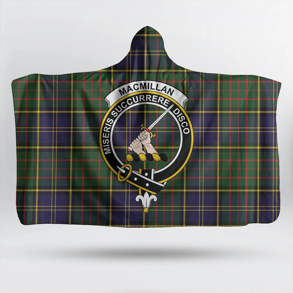 Wallace Hunting - Green Tartan Crest Hooded Blanket