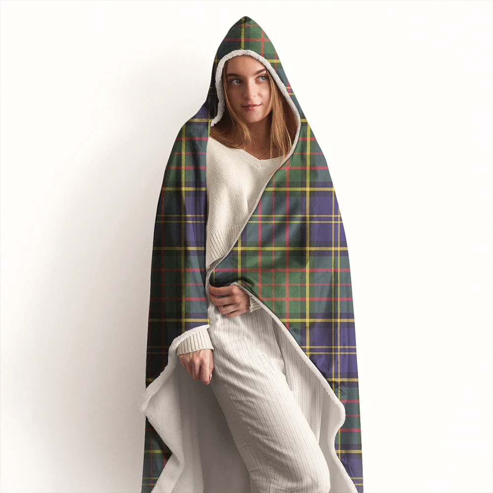 Wallace Hunting - Green Tartan Crest Hooded Blanket