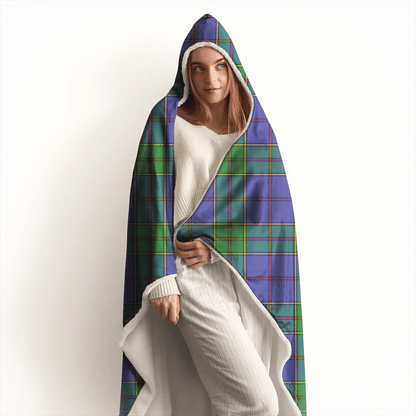 Morrison Red Modern Tartan Crest Hooded Blanket