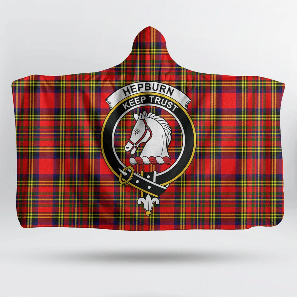 Hepburn Tartan Crest Hooded Blanket