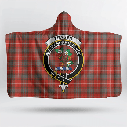 Fraser Weathered Tartan Crest Hooded Blanket