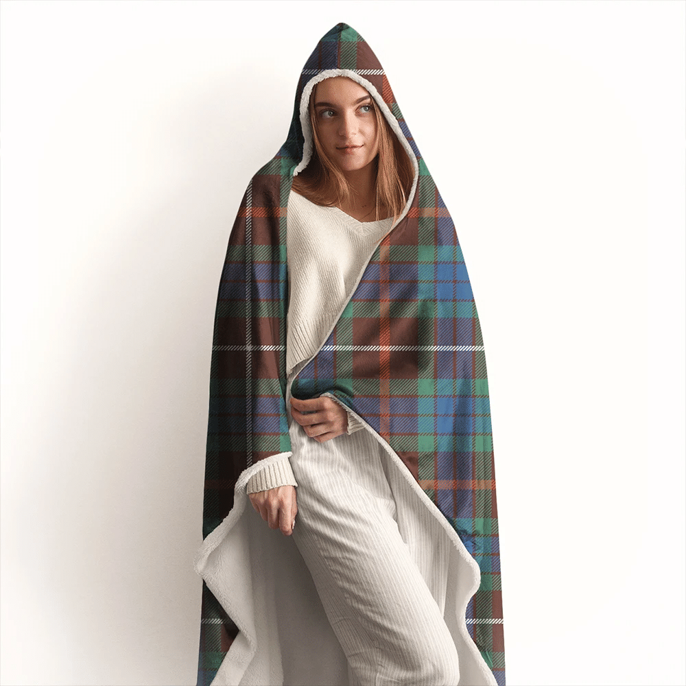 Fraser Hunting Ancient Tartan Crest Hooded Blanket