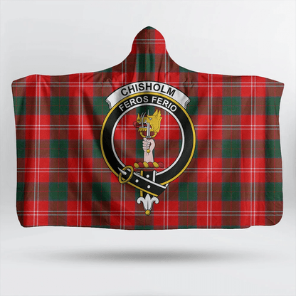 Chisholm Modern Tartan Crest Hooded Blanket