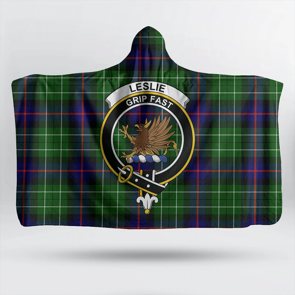 Leslie Hunting Ancient Tartan Crest Hooded Blanket