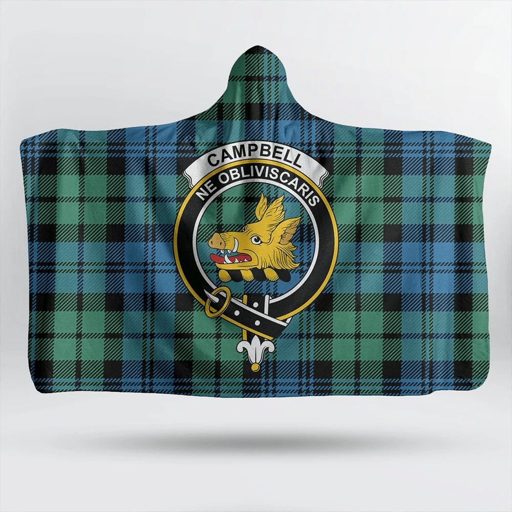 Campbell Ancient 01 Tartan Crest Hooded Blanket