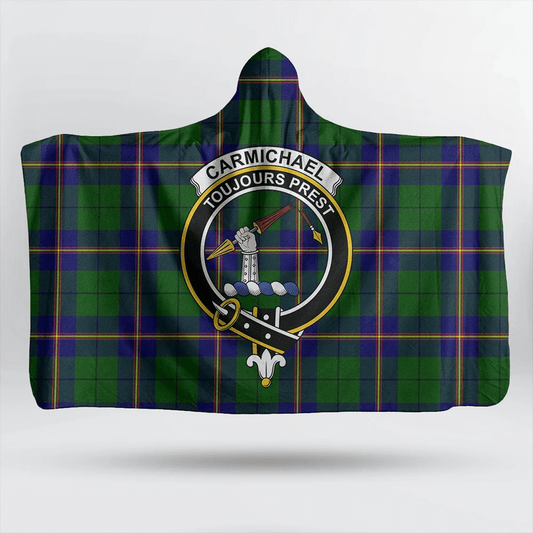 Carmichael Modern Tartan Crest Hooded Blanket