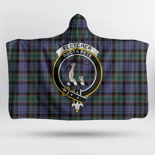 Fletcher Modern Tartan Crest Hooded Blanket