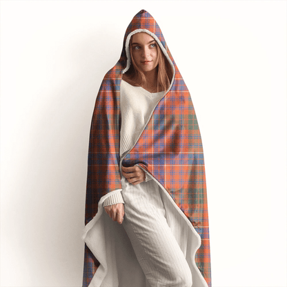 MacFarlane Black & White Ancient Tartan Crest Hooded Blanket