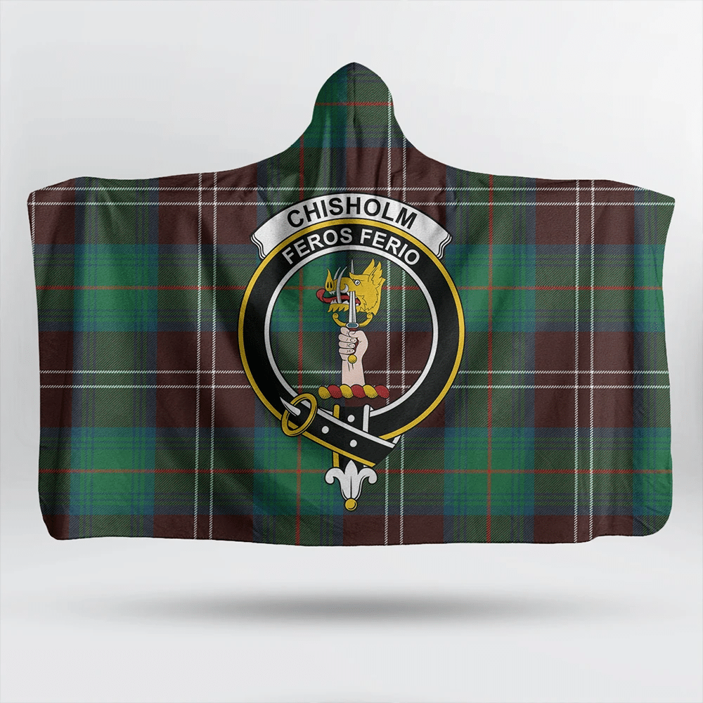 Chisholm Hunting Ancient Tartan Crest Hooded Blanket