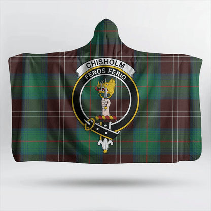 Chisholm Hunting Ancient Tartan Crest Hooded Blanket