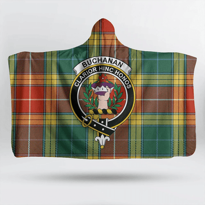 Buchanan Old Sett Tartan Crest Hooded Blanket