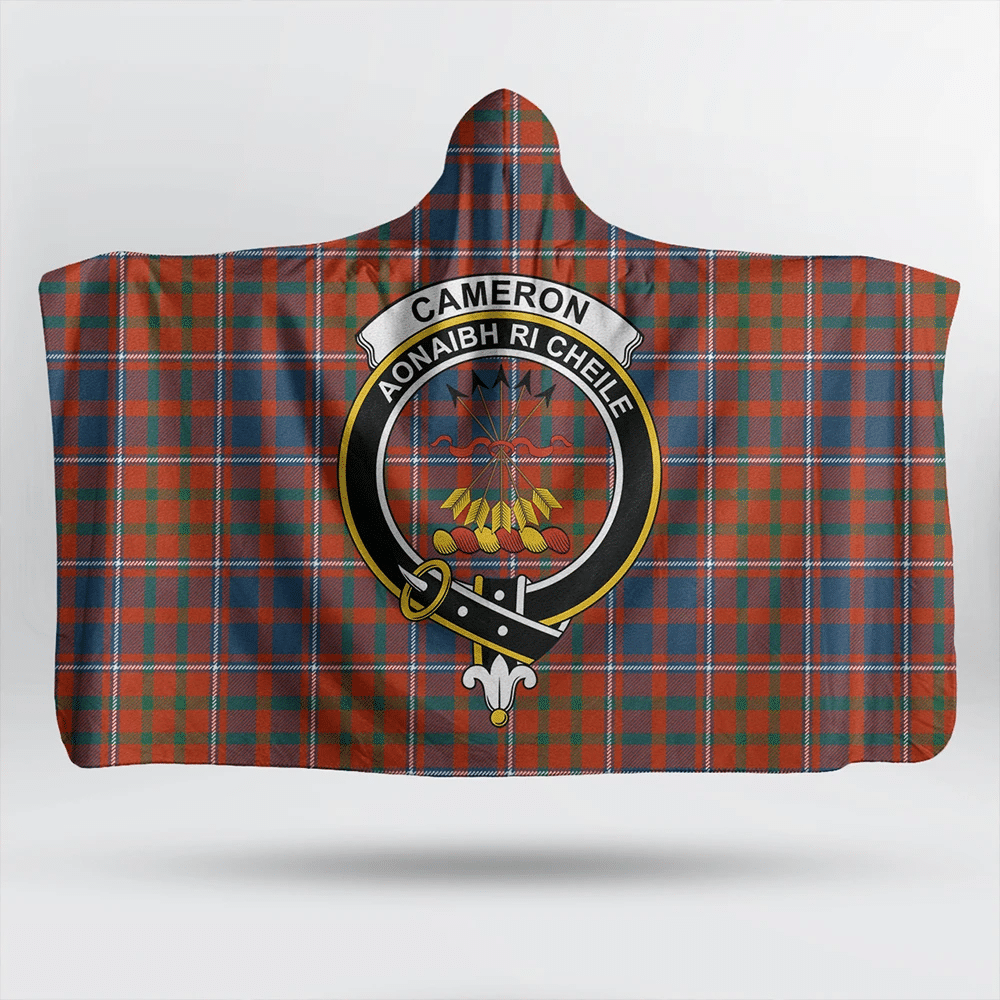 Cameron of Lochiel Ancient Tartan Crest Hooded Blanket